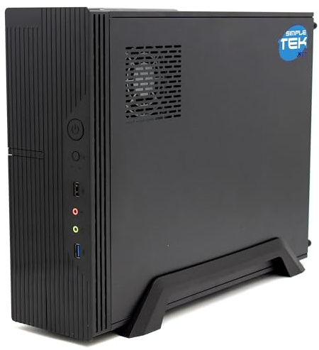 SIMPLETEK - Boîtier compact pour PC fixe micro-ATX/Mini‑ITX avec bloc d'alimentation SFX 500 W, 2 ports USB, port audio et micro, châssis assemblé