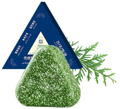 Nature Seven Green Soap, Nature Triangle Shampoo Bar 120g, Pflanzliches Festes Shampoo Mit Usman-KräUtern, Sanfte Reinigung FüR Gesunde Kopfhaut, Fettkontrolle & Schuppenreduktion (B, 120g)