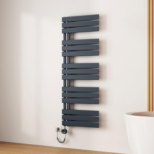 EMKE Scaldasalviette Elettrico 132x50 cm Antracite,800 W | Porta-Asciugamani Riscaldante con Termostato WiFi,Termoarredo Elettrico per Bagno