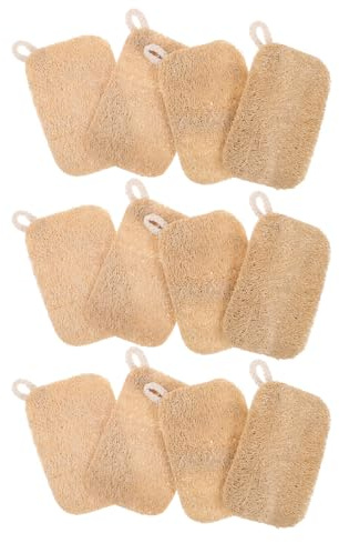 CIYODO 12 Estropajos Naturales de Lufa para Platos y Ollas Cepillos Suaves para Cocina y Baño Esponjas Biodegradables para Limpieza Ecológica y Uso Diario