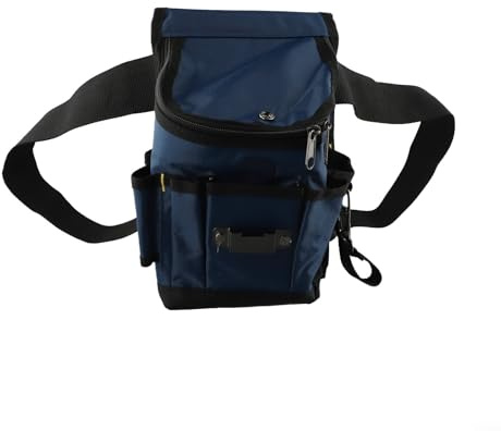 Verstellbarer Werkzeuggürtel für Bauarbeiter, Klempner und Elektriker, Multi-Taschen-Arbeitsgürtel mit abnehmbaren Taschen, starke Nylon-Konstruktion (L mit Deckel)