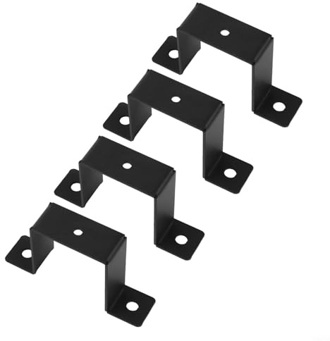 UrbanHui Soporte cuadrado de abrazadera de tubo para tuberías y barandillas, acero al carbono, negro, paquete de 2 o 4, uso en interiores y exteriores, conector resistente en forma de U (4 piezas de 2