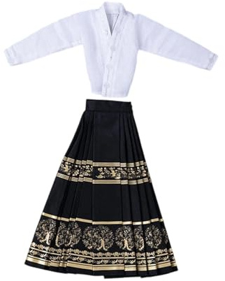 JWQFBC Miniaturfiguren Rock Anzieh Outfit Puppenkleidung Bluse Langer mit Pferdegesicht Stoffmaterial Geeignet für Puppen Im Maßstab 1:6 Kreatives, Schwarz