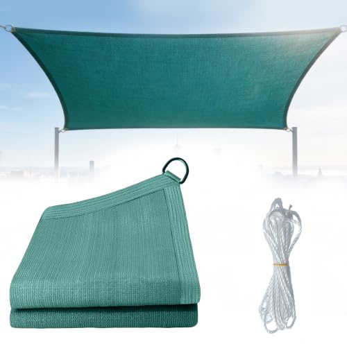 Ombreggiante con occhielli 2x3m in HDPE resistente UV, vela ombreggiante con corde per facile installazione, telo ombreggiante per terrazzo, pergola e outdoor (verde)