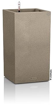 Lechuza CANTO Stone 30 high, Sandbeige, Hochwertiger Kunststoff, Inkl. Bewässerungssystem, Herausnehmbarer Pflanzeinsatz, Für Innen- und Außenbereich, 13601, 30x30x56 cm