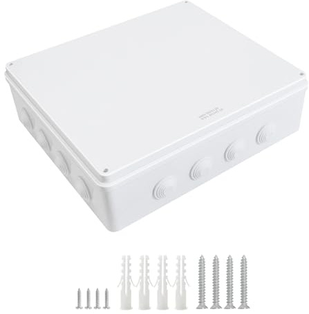 LeMotech ABS Plastic Dustproof Waterproof IP65 Junction Box Universal Electrical Project Enclosure White 15.7 x 13.8 x 4.7 inch (400 x 350 x 120 mm)