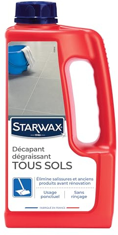 STARWAX Entfettendes Abbeizmittel alle Böden 1 l | Fliesen, PVC, versiegelte Parkettböden, entfernt Verschmutzungen und alte Produkte vor der Renovierung, 80 m²