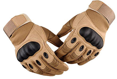 GES Guanti moto, guanti moto da uomo Full Finger. Touch Screen ATV Guanti da Motocross Racing (Marrone, XL)