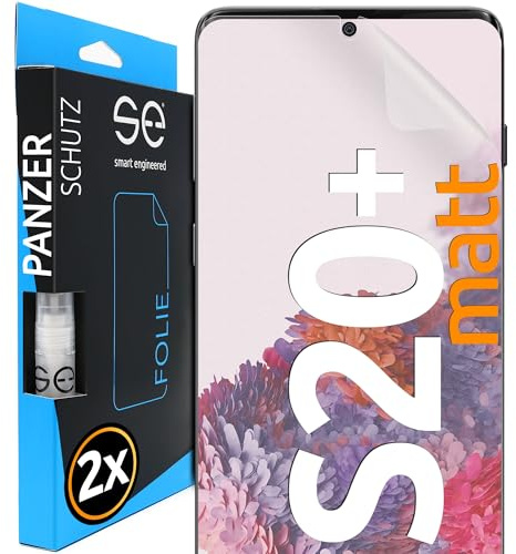 2x se® 3D SCHUTZFOLIE Entspiegelt für Samsung Galaxy S20 Plus,Anti-Staub, 100% Fingerabdruck & FaceID kompatibel, einfache blasenfreie Installation, Ultra-Klar, Stoß-Kratzfest, aus Deutschland