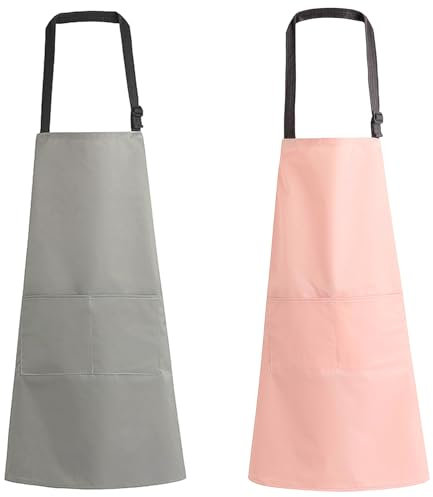 Watwass 2 Stück Schürzen für Erwachsene Wasserdichte PVC Schürze Damen Mann Einstellbare Friseur Metzger