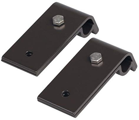 Dachrinnenhalter für Anlegeleiter, braun, 2 teiliges Klemmenset aus Aluminium für alle halbrunden und kastenförmigen Rinnen von Ø 16-22mm