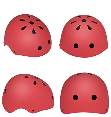 Multifunktions Fahrradhelm Kinder Jungen mädchen, Verstellbaren Schutzhelm Kinderhelm Skaterhelm, Sporthelm für Fahrrad Klettern Roller Skateboard (Rot,M(54-58cm))