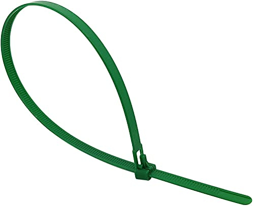 Wiederverwendbare Kabelbinder 200 mm x 5 mm extra lang, lösbarer Hochleistungs-Kabelbinder 200 mm, Packung mit 100 Stück für den Home Office Garden Workshop (Grün)