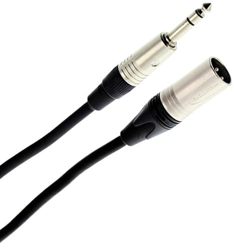 Plugger Elite Câble audio symétrique XLR mâle Neutrik/Jack stéréo Neutrik TRS mâle 6,35mm. Ampli, basse, guitare, haut-parleur, appareil DJ, synthé, carte son et autres. Longueur 3m. Qualité Pro