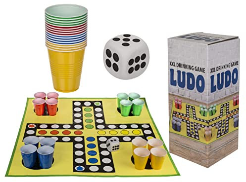 MIK funshopping Jeu à boire amusant pour adultes Nouvel An Fête d'anniversaire (Ludo à boire XL avec 16 gobelets)