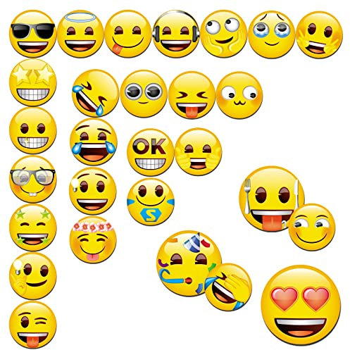 Emoji-Kühlschrankmagnete, 28er-Pack Smiley Magnete für Kühlschrank Magnettafel Whiteboard Pinnwand Belohnungstafel (Durchmesser: 3cm)