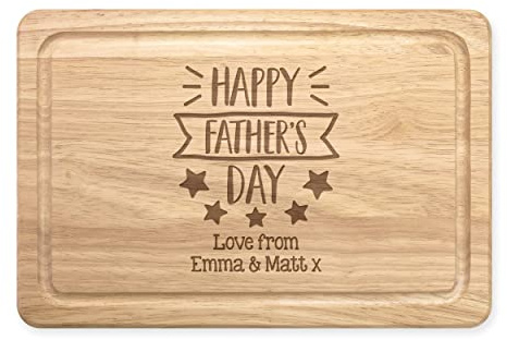 Personalised Chopping Board Happy Fathers Day Stars Any Name Wooden Meat Serving Board Custom