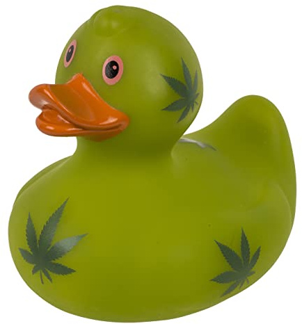 MIK funshopping Anatra da bagno con suono, giocattolo per vasca (Anatra Stoned verde)