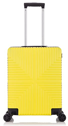 DK Luggage Carry-on 20” Cabin EasyJet, BA, Jet 2 Hard Shell Large Cabin Hand Luggage Approved Suitcase 4 Wheel Spinner ABS30 Yellow