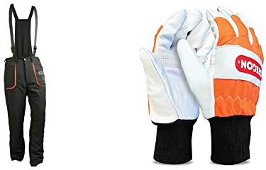 Oregon Yukon Kettensägen-Schnittschutzhose - Typ A Schutz (2 XL) & Schnittschutzhandschuhe aus Leder mit Schutz in der linken Hand – L/10 (91305L)