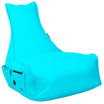BuBiBag Gaming Sitzsack zum Zocken mit & Taschen, Lounge Kissen, Game Sessel für Kinder und Erwachsene, Beanbag Indoor und Outdoor - Magic Gambler (Türkis II)