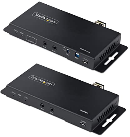 StarTech.com 4K HDMI over Fiber Extender Kit, 4K 60Hz up to 3300ft (Single Mode) or 1000ft (Multimode) LC Fiber Optic, HDR, HDCP, Audio/RS232/IR Extender, Transmitter and Receiver Kit (ST121HD20FXA2)
