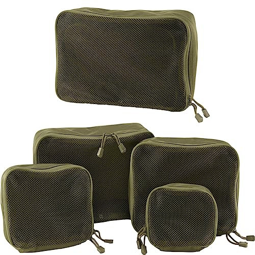 Brandit US Cooper Packing Cubes (Olive) für Reisen und Outdoor-Abenteuer, 4-teiliges Taschenset für Kleidung, Schuhe und Ausrüstung, platzsparender Gepäck-Organizer für Rucksack und Koffer