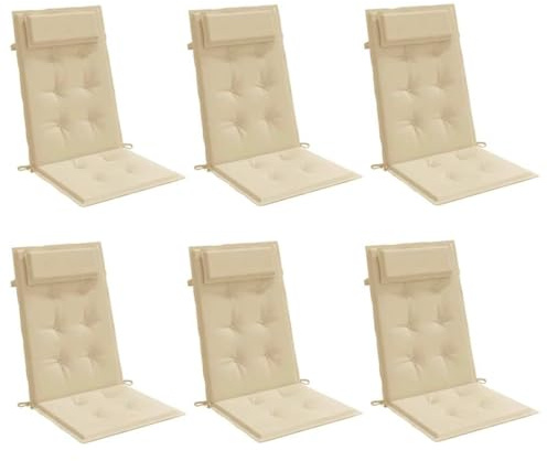 vidaXL Hochlehner-Auflagen 6 STK. Beige Oxford-Gewebe