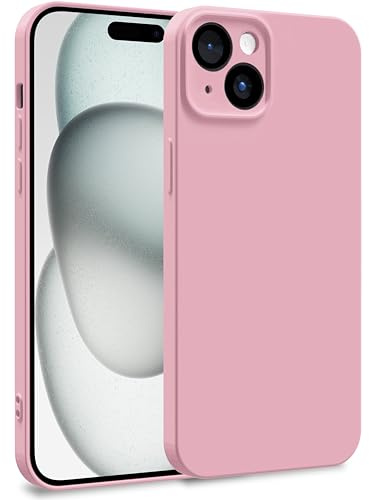 MyGadget Cover per iPhone 15 Plus - Custodia in Silicone Morbido a Doppio Strato – Case con Protezione Fotocamera & Fodera Interna Antigraffio - Rosa pallido