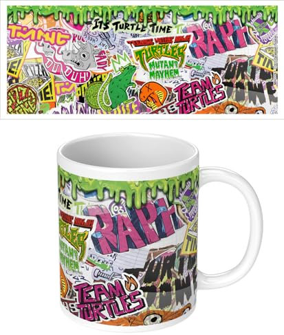 Pyramid International Teenage Mutant Ninja Turtles Tasse à café (motif bombe autocollante) 325 ml Tasse à café en céramique pour femme, tasses pour homme et enfants – Produit officiel