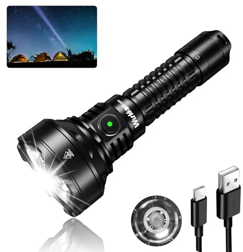 Wurkkos LED Taktische Taschenlampe Aufladbar - TD01 Taktische Taschenlampe Extrem Hell 2000 Lumen 1039 m Größte Reichweite,IP68 Wasserdicht mit Doppelschalter für Outdoor Wandern Notfall