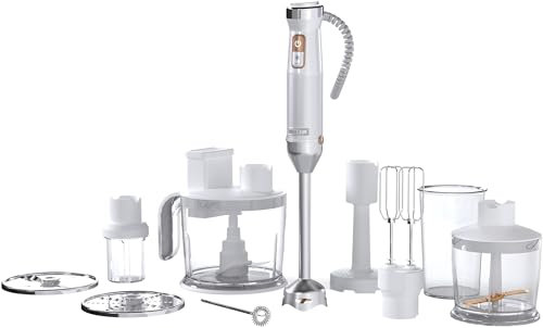 Sencor Multifunktionaler Ultra-Power Stabmixer 10 in 1, 1500W, mit QuadBlade-Technologie aus Titan, Stufenlose Geschwindigkeitskontrolle, Ergonomischer Griff und Komplettes Zubehör - Weiß [SHB 6551WH]