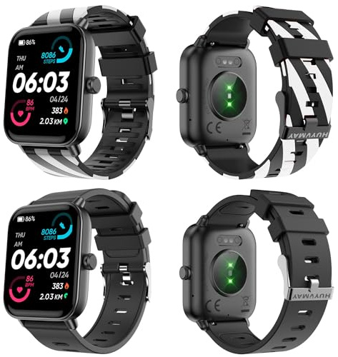 HUYVMAY Smartwatch Smartklocka för Dam Män, Fitness Klocka med Alexa Inbyggd, Armbandsur med 100 Sportlägen/Pulsmätare/Sömnmätare/Stegräknare, Fitness Tracker Sportklocka med App för Android iOS