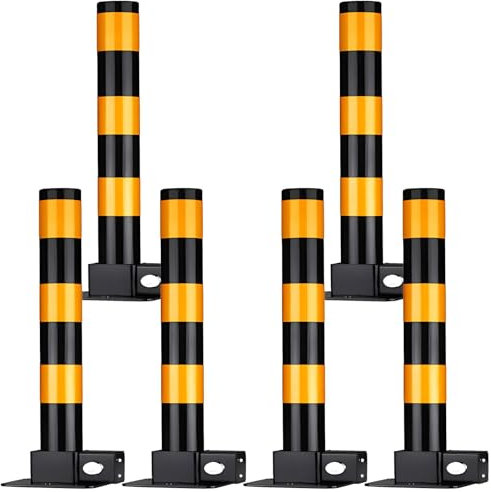 HDYZJQ Warnkegel Antikollisions-Verkehrsleitpfosten für Parkplätze, Einfahrtspark-Verkehrssicherheitspfosten mit Schloss, Faltbare Parkpfostenbarriere(H60cm Black+Yellow,6 Pack)