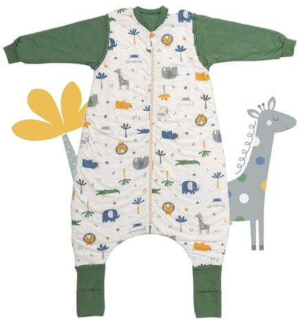 schlummersack Schlafsack mit Füßen Winter 3.5 Tog 90 cm Dschungel | Kinder Schlafsack mit Beinen und verlängerten Bündchen für eine Körpergröße 90-100cm | Winter Füßen 3.5 Tog