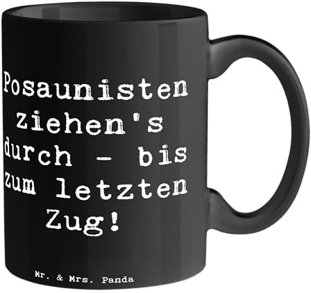 Mr. & Mrs. Panda Tasse Spruch Trombone Durchzieher - Geschenk, letzter Zug, Posaunisten, Kaffeetassen, Posaune, Design, Kaffeebecher, Illustrationen,