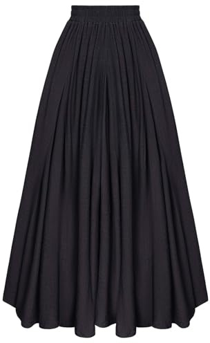 Scarlet Darkness Women Casual Maxi Skirt Flowy Bohemian Renaissance Long Skirts Black XXL
