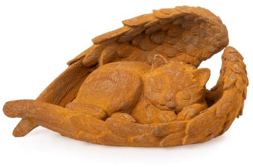 Novaliv Decorazione per tomba, motivo: ali d'angelo, colore ruggine, 22 x 13 x 13 cm, resistente agli agenti atmosferici, croce per cimitero, decorazione per tomba, pietra commemorativa