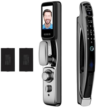 PPGZCZSE Wifi Tuya APP Face Recognition Smart Door Lock With Camera Video Call Voice Intercom Digital Door Lock Automatic Door Lock(24260 S-R S,Grey)