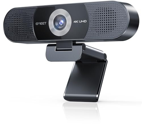 EMEET C980 PRO 3-in-1 4K Webcam Mit 4 Geräuschunterdrückenden Mikrofonen Und 2 Lautsprecher, 60°-98° Weitwinkel, Festem Fokus, Sichtschutz - Ideal für Gruppen- Und Einzelvideoanrufe