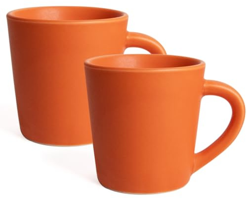 4.2 oz Espresso Cups Set of 2, Ceramic Orange Coffee Mugs Demitasse Cups