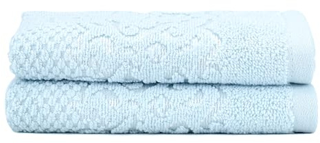 EastNBlue Galata Premium 100% Turkish Cotton Washcloths 2 Pack, Extra Soft & Absorbent Wash Cloths for Face & Body (12 x 12), Small Hand Towels for Bathroom, Ice Blue
