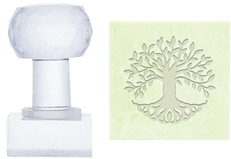 esmen Sello Personalizado Sello de acrílico Transparente en Relieve con Mango, Sello de jabón Personalizado para Galletas de Arcilla, gomitas, Manualidades, Regalo DIY Sellos Hechos a Mano