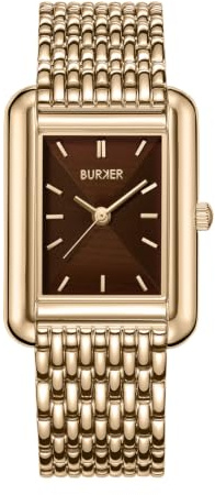 BURKER Damenuhr Olivia | Quadratische Damen Armbanduhr Gliederarmband Edelstahl Analog Quarz 3-ATM Wasserdicht