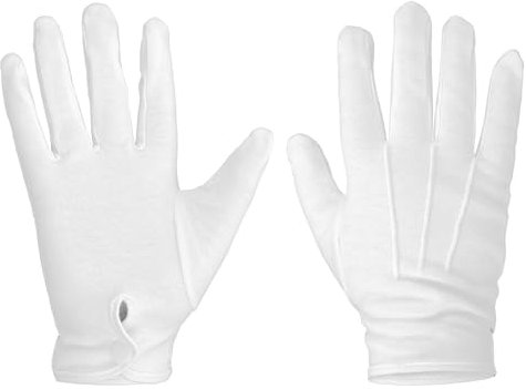 YQQYG 2 Paar Handschuhe Weiß Cotton Gloves, Baumwollhandschuhe Uniformhandschuhe mit Druckknopfmanschette für Hochzeitsdiener, Formelle Wache, Polizei, Formeller Smoking, Schmuckinspektion