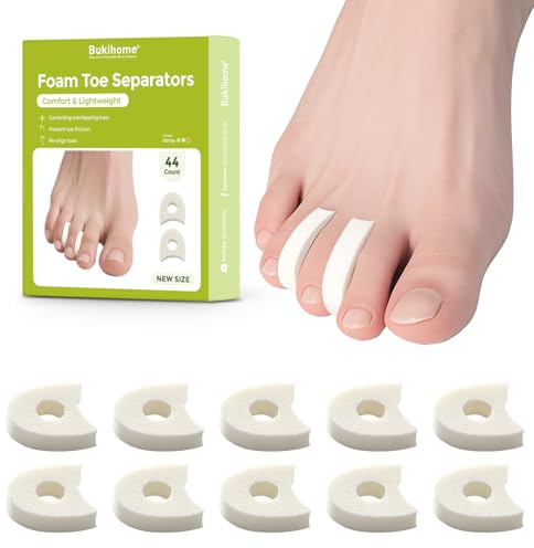 Bukihome 44-Pack Foam Toe Separators Soft & Breathable Toe Spacers for Women, Help Align Overlapping Toes, Relieve Friction & Pressure, Ideal for Daily Comfort