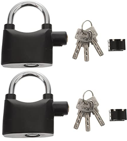 Cadenas D’alarme pour Vélo en U Noir, Lot de 2 Pièces | Alliage D’aluminium, 3 Clés Incluses, Son Puissant, Usage Polyvalent pour Motos et Portes Coulissantes