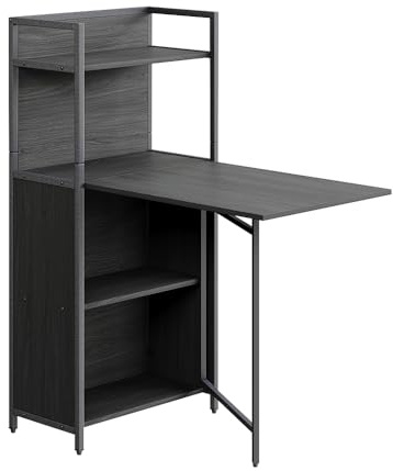 Vicco Esstisch Savio, Schwarz, 30-100 x 57 cm | mit klappbarer Tischplatte, als Wandklapptisch mit Ablageflächen nutzbar