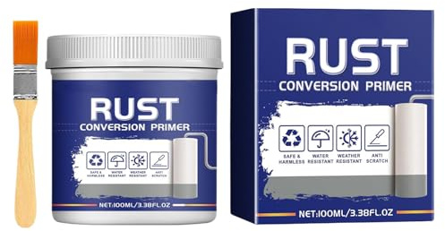GkgWuxf Convertisseur de rouille pour métal, antirouille , peinture avec pinceau – Fournitures ménagères quotidiennes pour jantes en aluminium, toit, acier, fer, protection de dessous de caisse