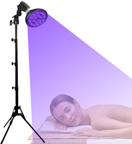 45W Tanning Lamp for Home, Sun Lamp for Face and Body, 90 LED Lamp Beads, Tanning Device with Eye Mask and Adjustable Stand for Sunbathing (B)